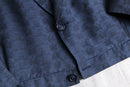 deep blue woven pattern short length jacket