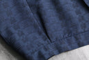 deep blue woven pattern short length jacket