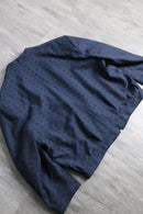 deep blue woven pattern short length jacket