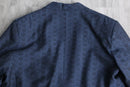 deep blue woven pattern short length jacket