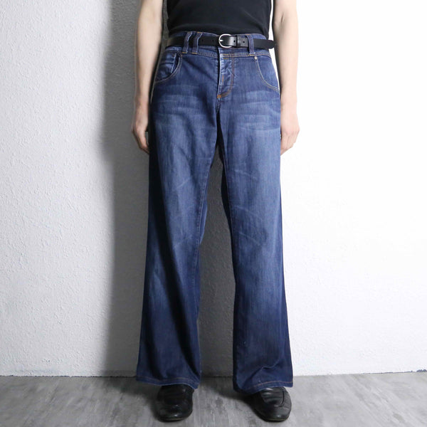 indigo color semi flare denim pants