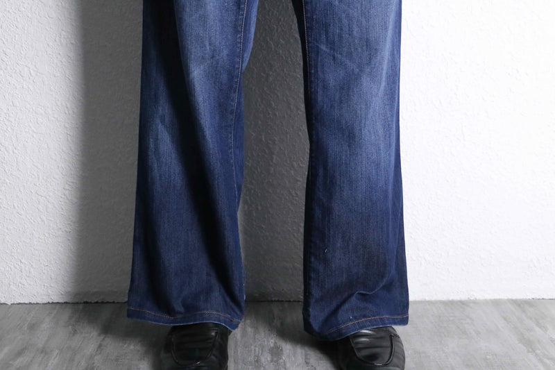 indigo color semi flare denim pants