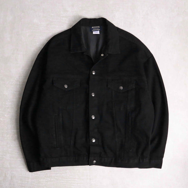 black color 4pocket design denim trucker jacket