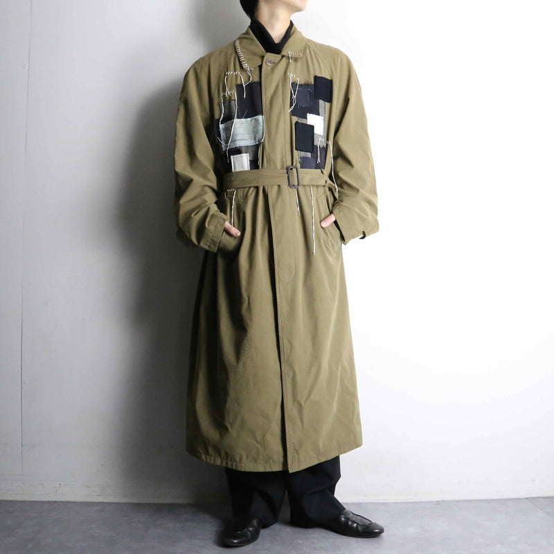 "Re:make" beige color patchwork coat