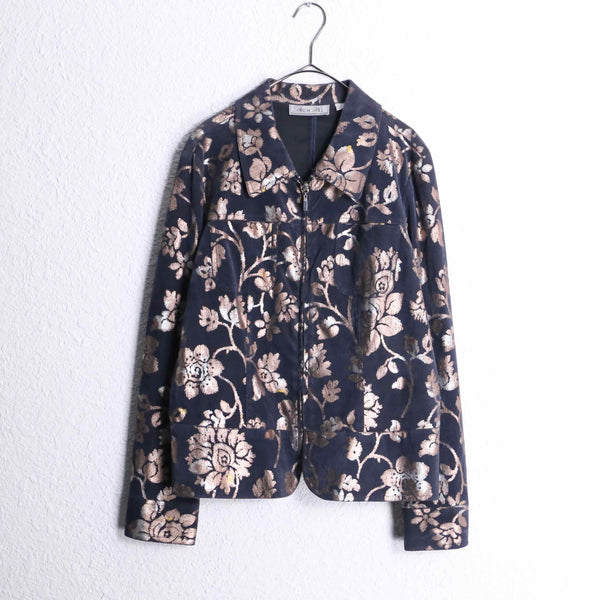 floral pattern zip up jacket