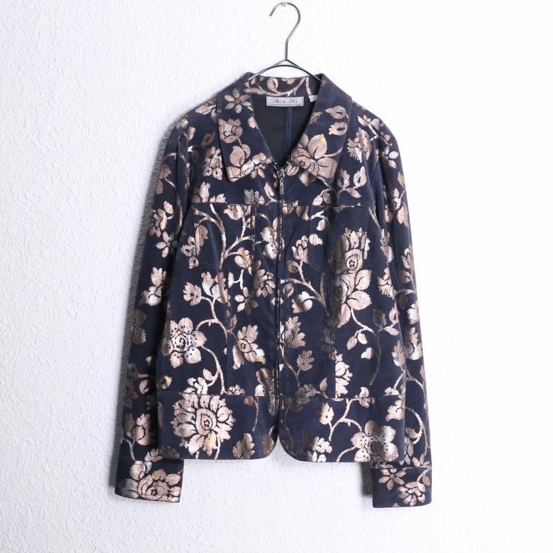 floral pattern zip up jacket