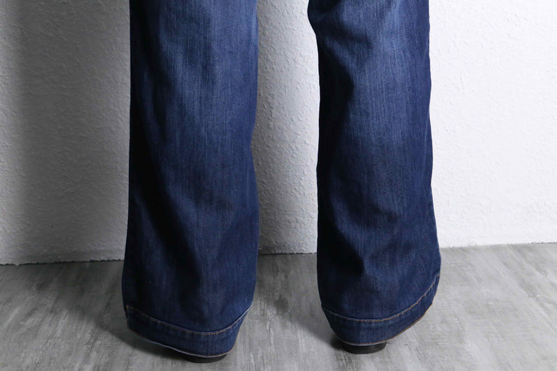indigo color semi flare denim pants