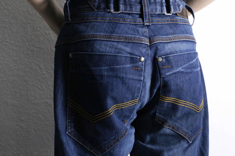 indigo color semi flare denim pants