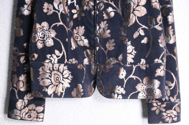 floral pattern zip up jacket