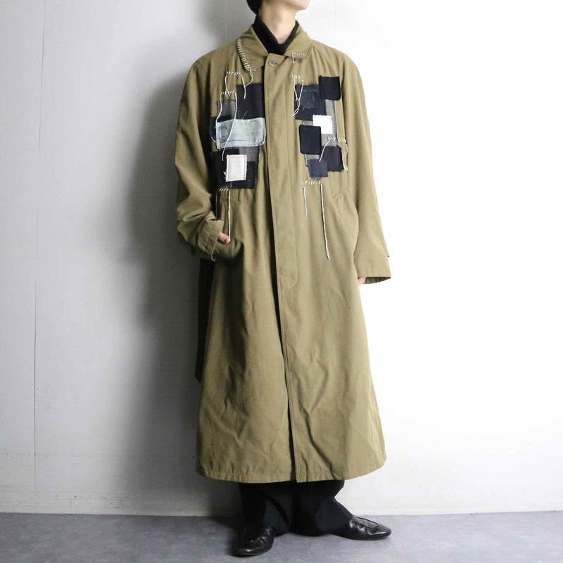 "Re:make" beige color patchwork coat