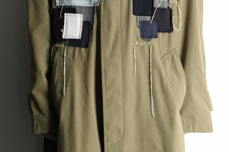 "Re:make" beige color patchwork coat