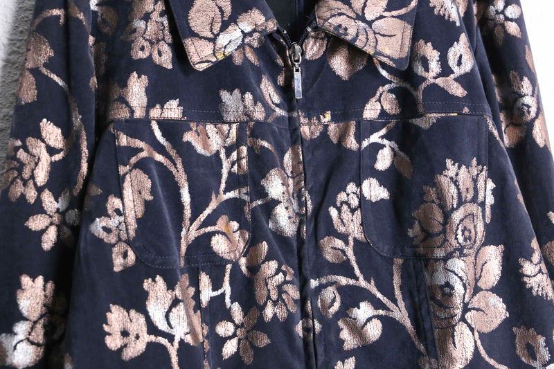 floral pattern zip up jacket