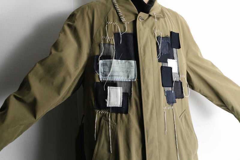 "Re:make" beige color patchwork coat