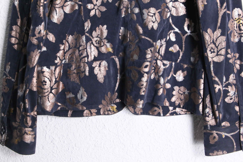 floral pattern zip up jacket