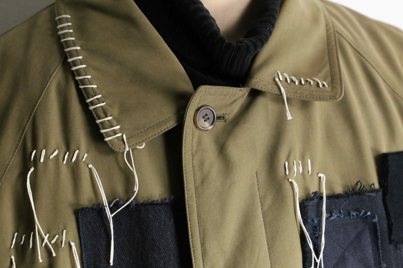 "Re:make" beige color patchwork coat