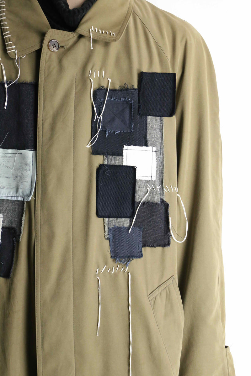 "Re:make" beige color patchwork coat