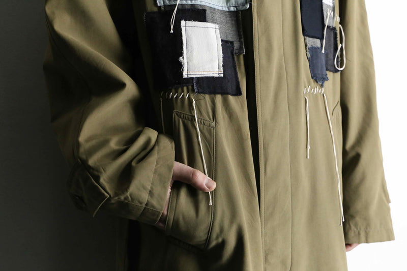 "Re:make" beige color patchwork coat