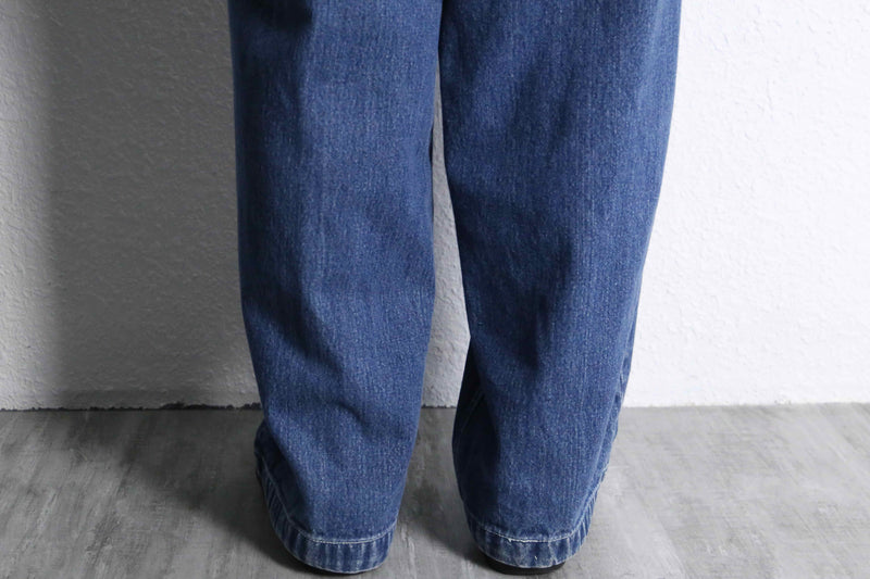 gimmick zip pocket blue denim cargo pants
