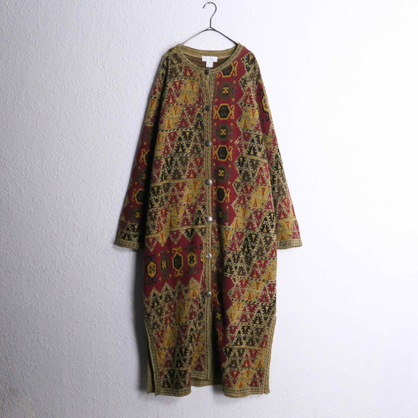 1990s tapestry long knit coat