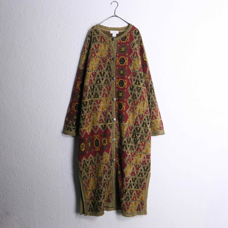 1990s tapestry long knit coat
