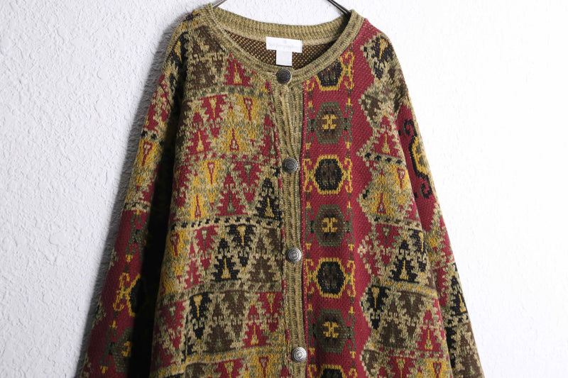 1990s tapestry long knit coat