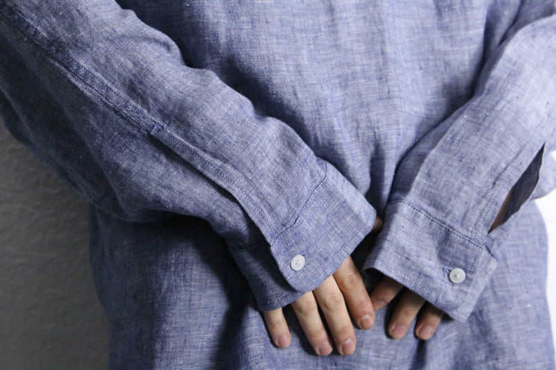 purple blue color linen hoodie