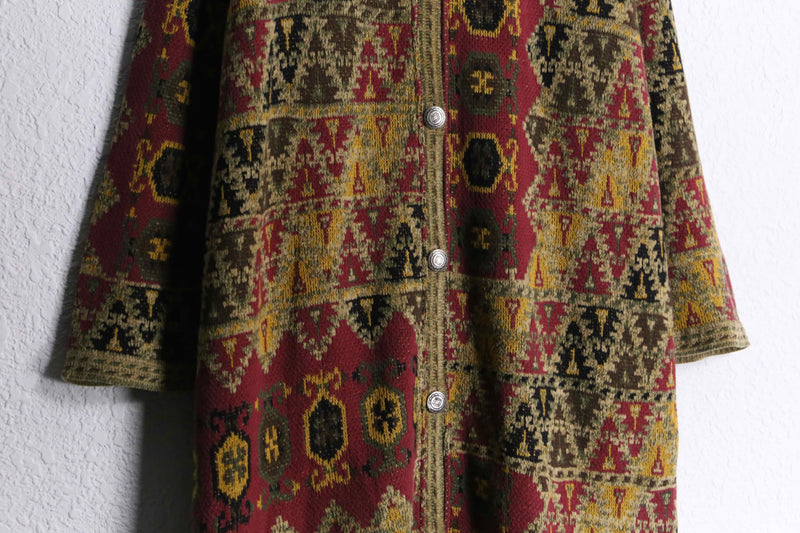 1990s tapestry long knit coat