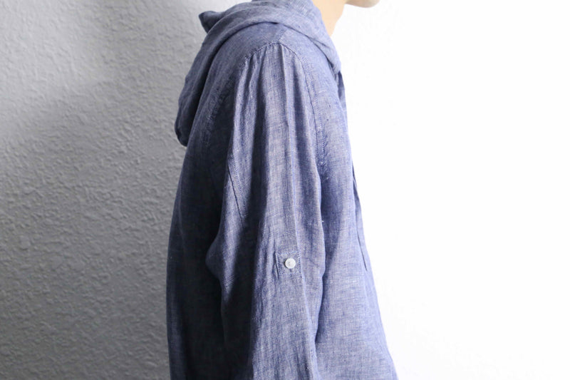 purple blue color linen hoodie