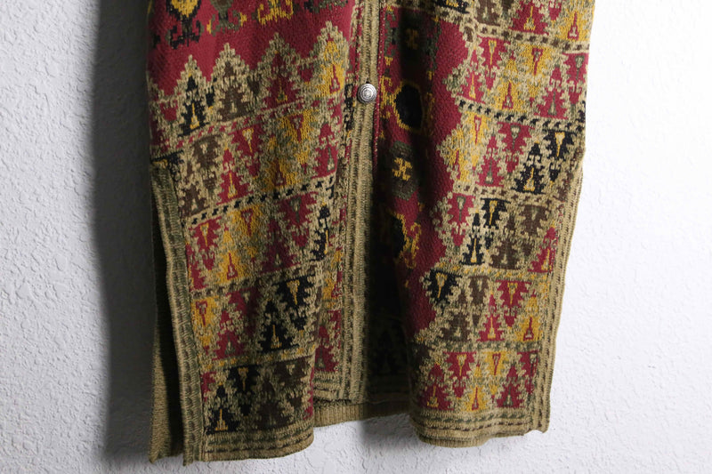 1990s tapestry long knit coat