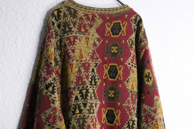 1990s tapestry long knit coat