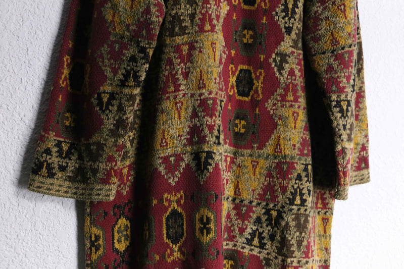 1990s tapestry long knit coat