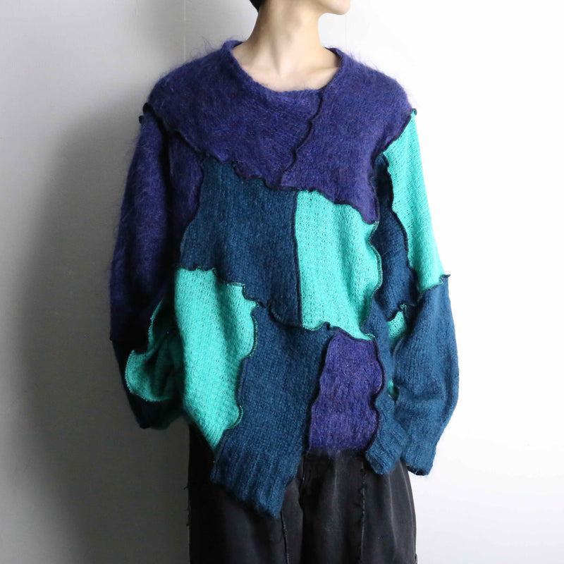 Re:make blue tone mohair knit