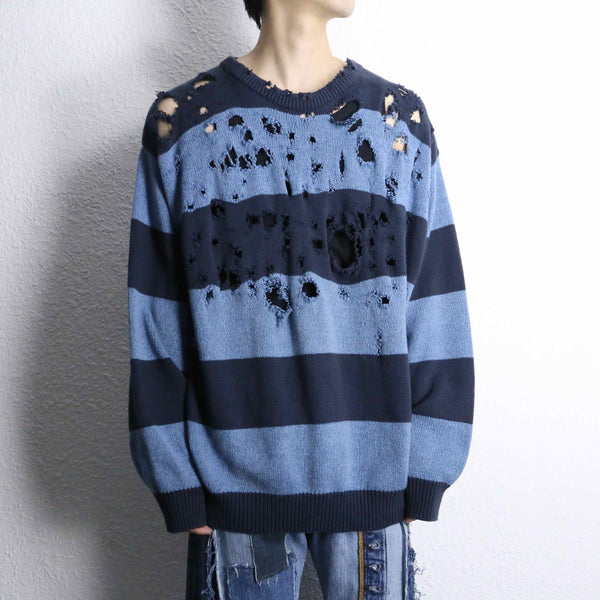 "Re:make" damage border knit
