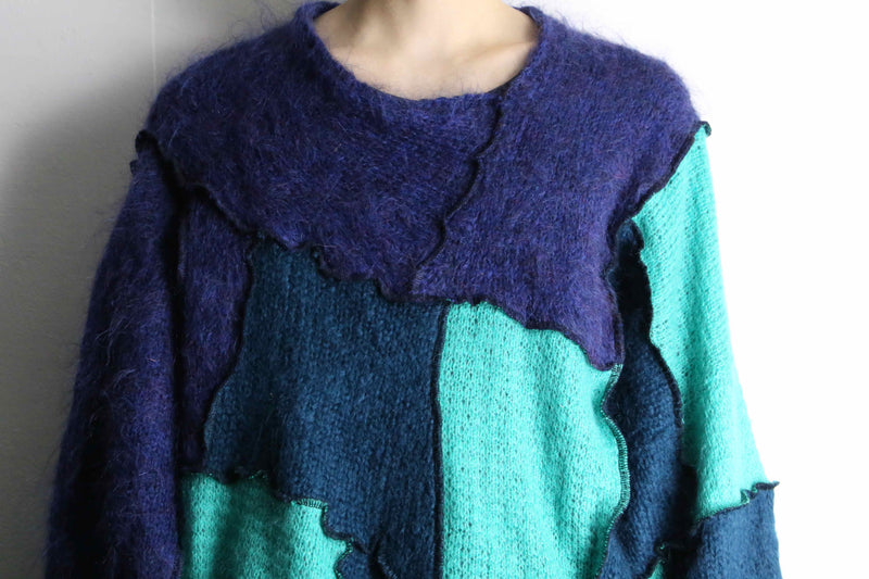 Re:make blue tone mohair knit