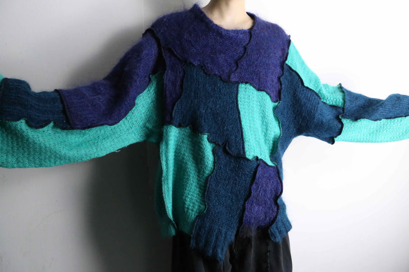 Re:make blue tone mohair knit