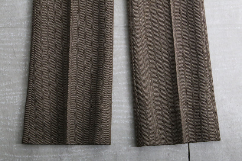 brown stripe semi flare pants