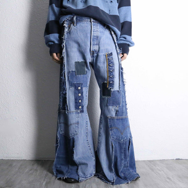 "Re:make" docking wide flare denim