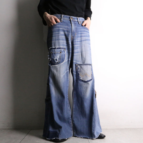 remake "再構築" pocket design  flare denim pants
