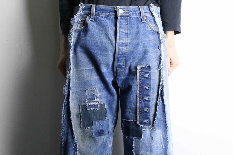 "Re:make" patchwork docking buggy flare denim