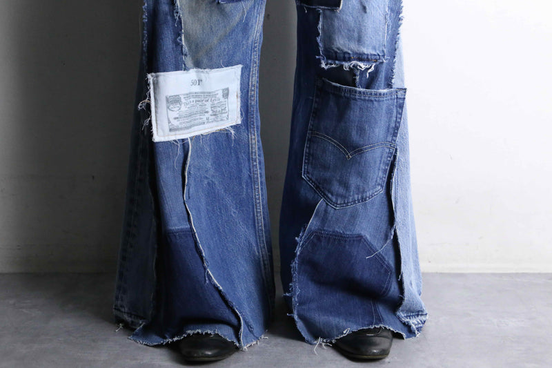 "Re:make" patchwork docking buggy flare denim