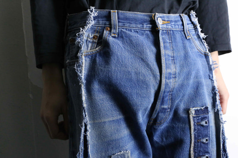 "Re:make" patchwork docking buggy flare denim