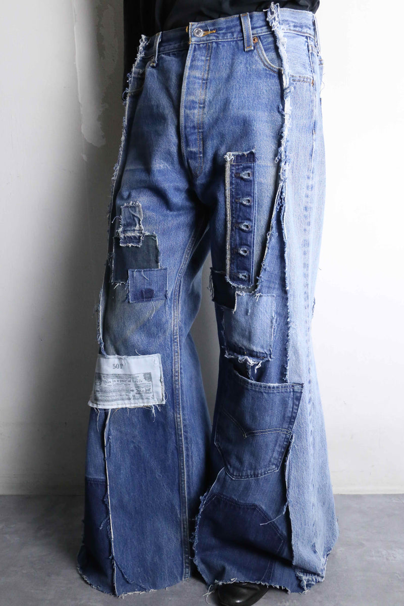 "Re:make" patchwork docking buggy flare denim