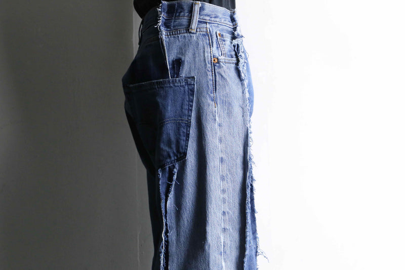 "Re:make" patchwork docking buggy flare denim