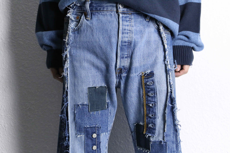"Re:make" docking wide flare denim