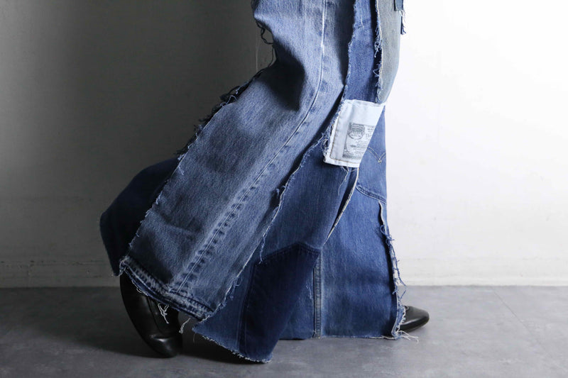 "Re:make" patchwork docking buggy flare denim