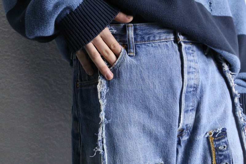 "Re:make" docking wide flare denim