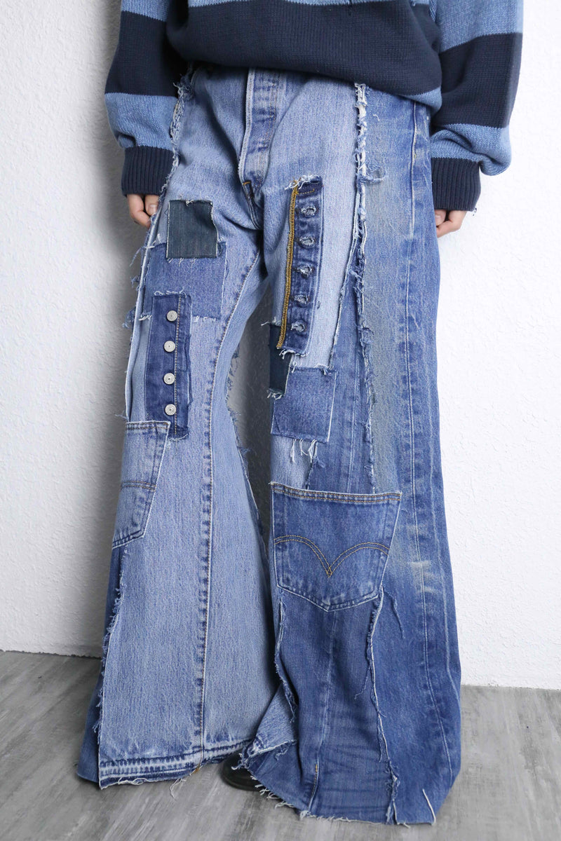 "Re:make" docking wide flare denim