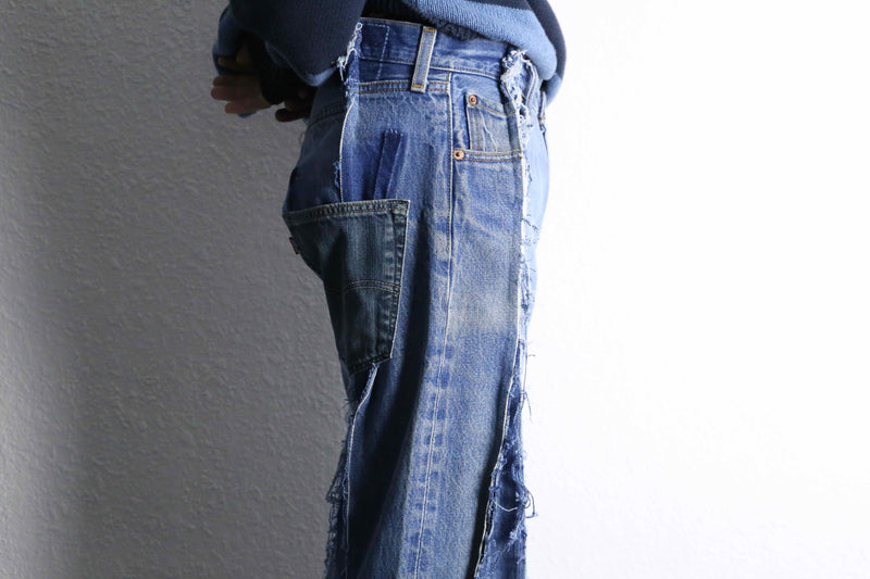 "Re:make" docking wide flare denim