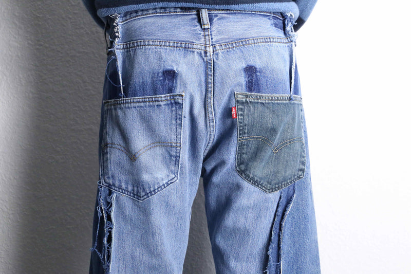 "Re:make" docking wide flare denim