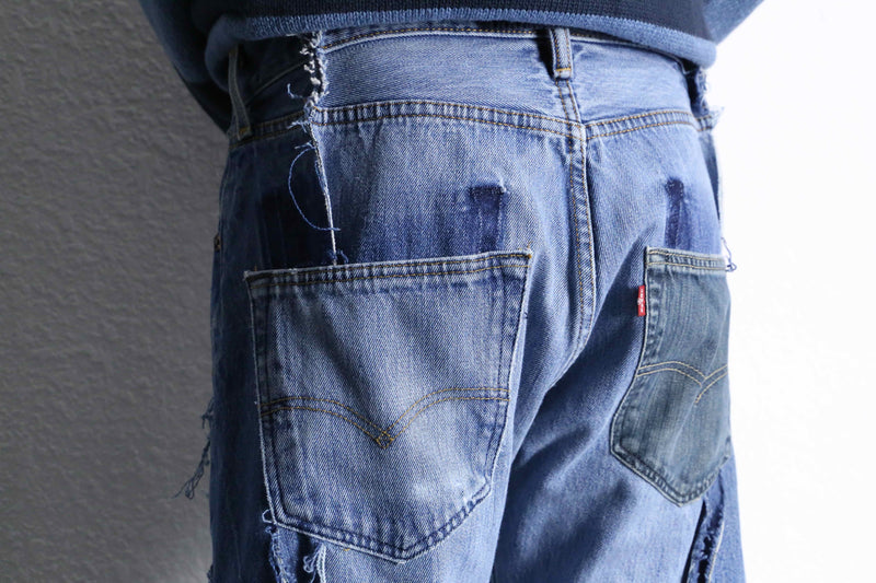 "Re:make" docking wide flare denim
